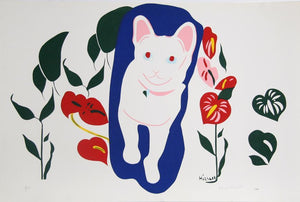 Cat in Garden Screenprint | Andrew Hirsch,{{product.type}}