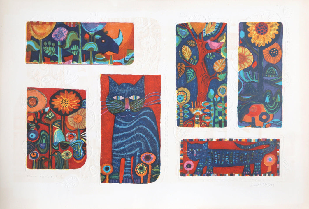Cats and Flowers Lithograph | Judith Bledsoe,{{product.type}}