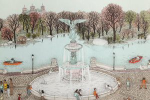Central Park Fountain Etching | Cuca Romley,{{product.type}}