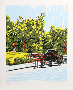 Central Park Horse Carriage in the Snow Lithograph | Steve Glershberg,{{product.type}}