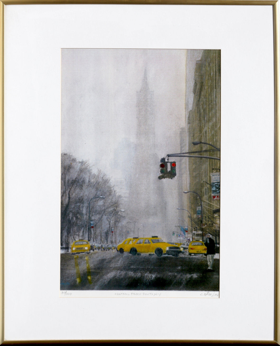 Central Park South NY Lithograph | Chiza,{{product.type}}