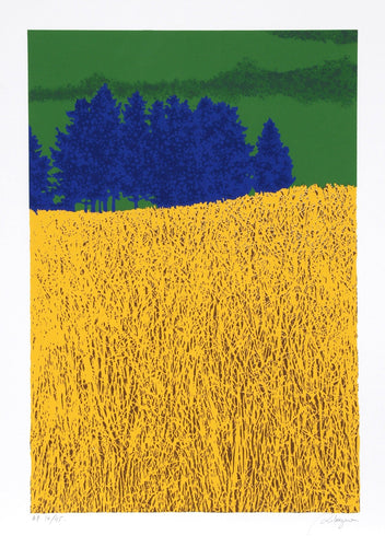 Champ de Blé & Sapins Bleus Screenprint | Daniel Riberzani,{{product.type}}