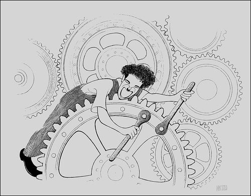 Charlie Chaplin - Modern Times Lithograph | Al Hirschfeld,{{product.type}}