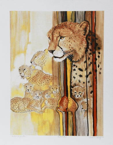 Cheetah Composition Lithograph | Caroline Schultz,{{product.type}}