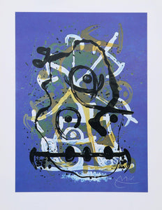 Chevauchee Bleu (Horse Ride Blue) Poster | Joan Miro,{{product.type}}