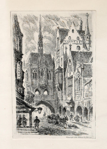 Chicago Street Scene Etching | Unknown Artist,{{product.type}}