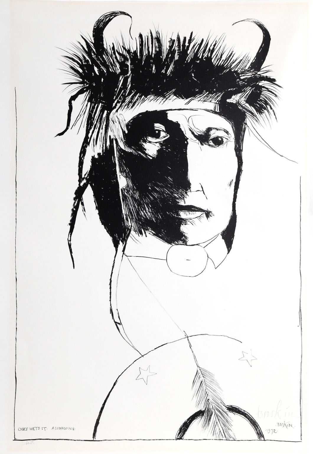 Chief Wets It Assinnboine Lithograph | Leonard Baskin,{{product.type}}