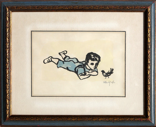 Child and Bird Lithograph | Frank Kleinholz,{{product.type}}