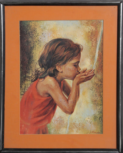Child Drinking Water Poster | Sandu Liberman,{{product.type}}