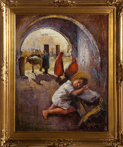 Child Sleeping In Alley Oil | Sandu Liberman,{{product.type}}