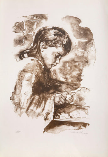 Child Studying Lithograph | Sandu Liberman,{{product.type}}
