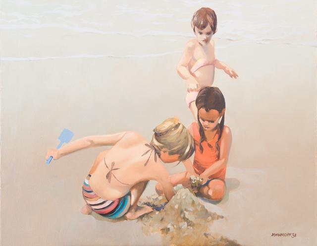 Children at Beach Oil | Don Wright,{{product.type}}