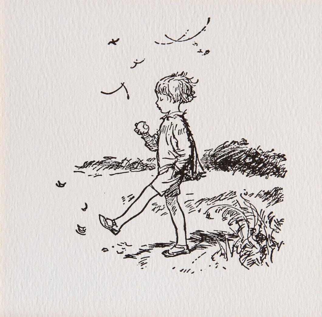 Christopher Robin and Apple Lithograph | E.H. Shepherd,{{product.type}}