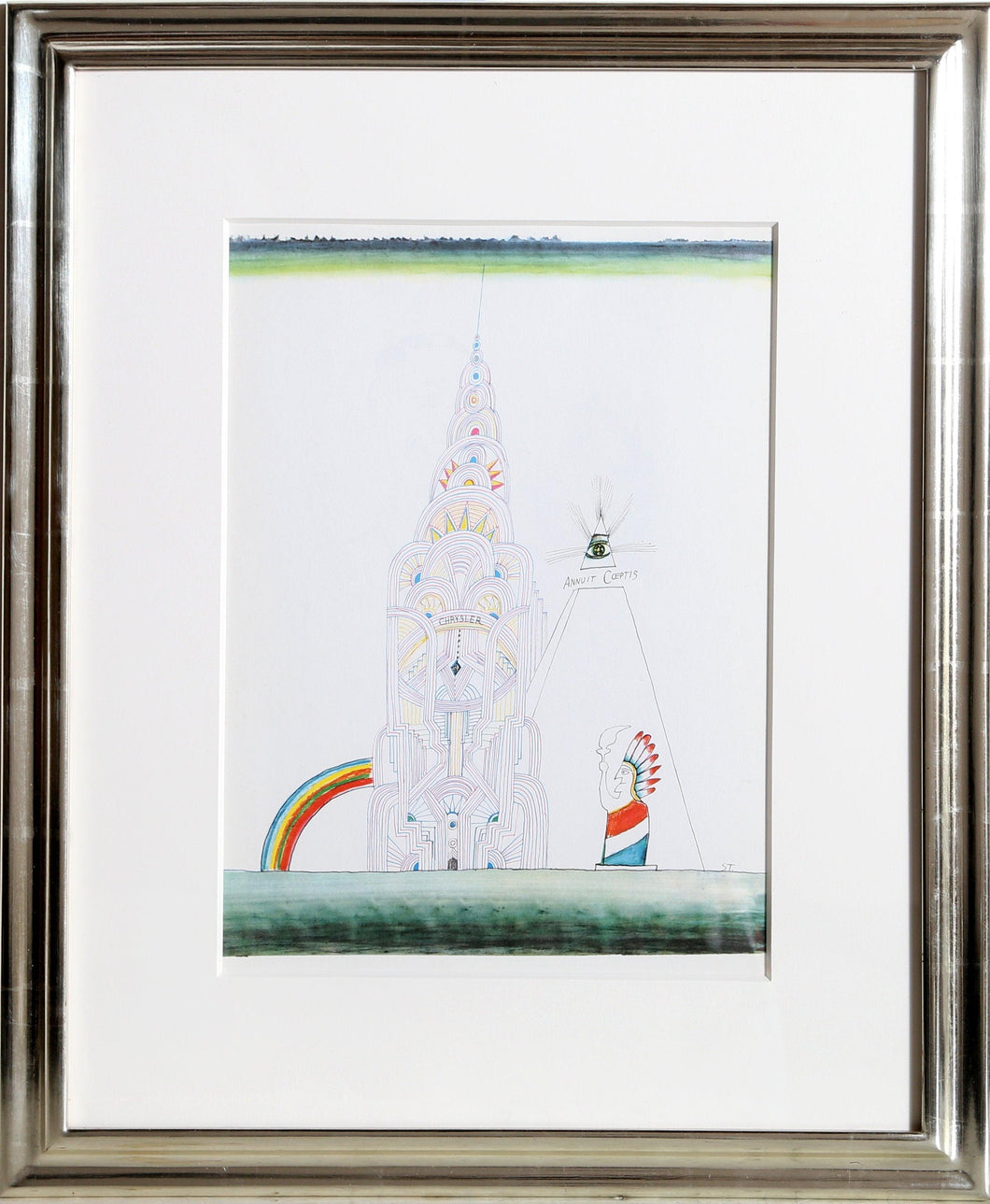 Chrysler Building (Day) from Derriere le Miroir Lithograph | Saul Steinberg,{{product.type}}