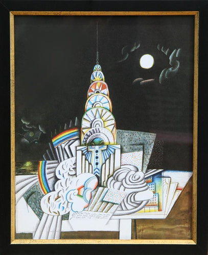 Chrysler Building (Night) Lithograph | Saul Steinberg,{{product.type}}