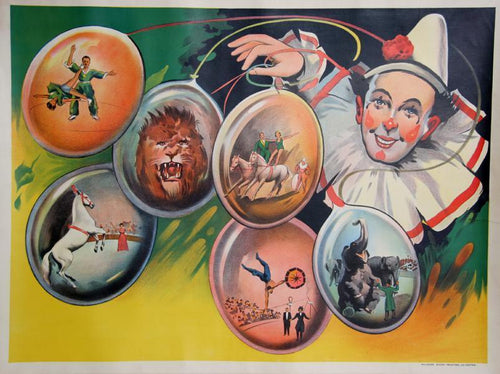 Circus Clown with Balloons Poster | Unknown Artist,{{product.type}}
