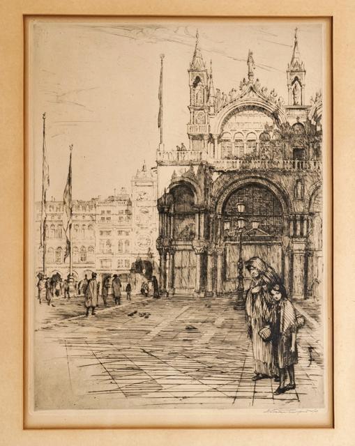 City Square with Grandmother and Child Etching | Earl Stetson Crawford,{{product.type}}