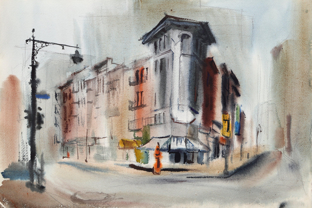 City Street Corner (P1.24) Watercolor | Eve Nethercott,{{product.type}}