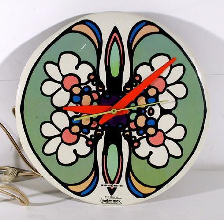 Clock (Green with Orange Daisies) Home Decor | Peter Max,{{product.type}}
