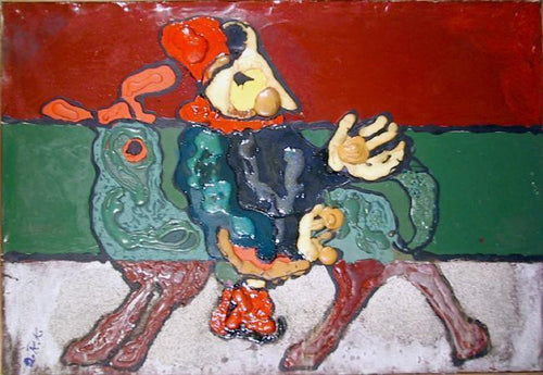 Clown on Donkey Mixed Media | Alexander Raymond Katz,{{product.type}}