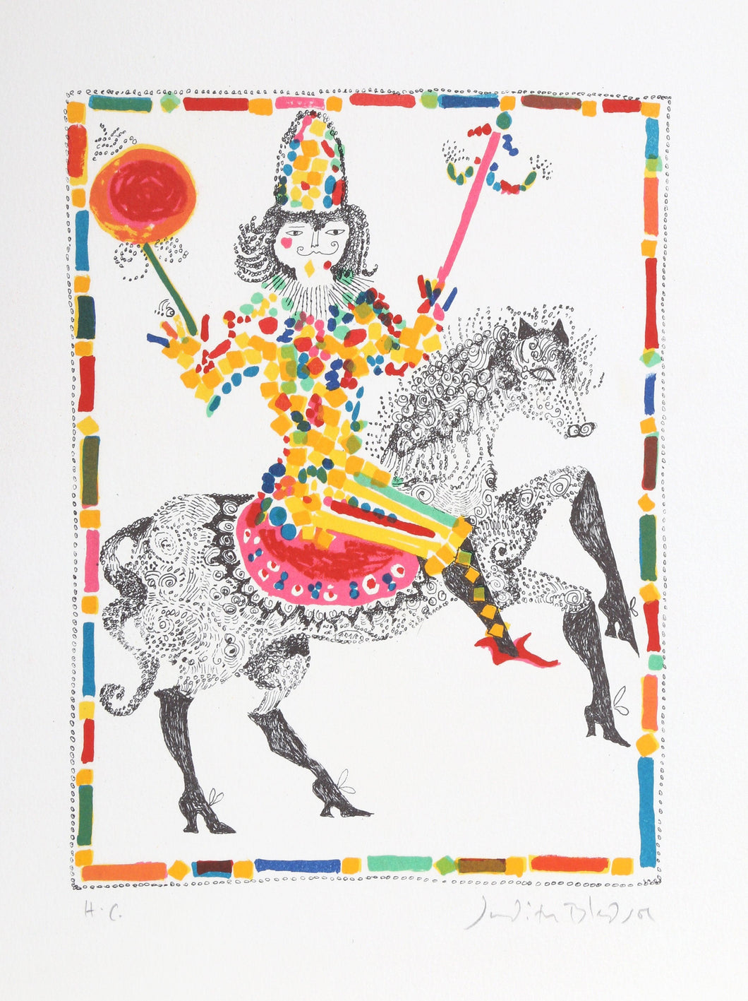 Clown on Horse from A Little Circus Lithograph | Judith Bledsoe,{{product.type}}
