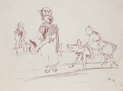 Clown with Accordion Lithograph | Oskar Kokoschka,{{product.type}}