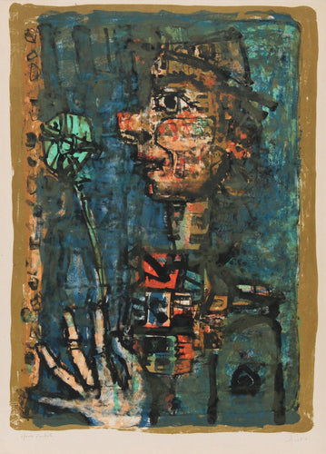 Clown with Flower Lithograph | Paul Augustin Aizpiri,{{product.type}}