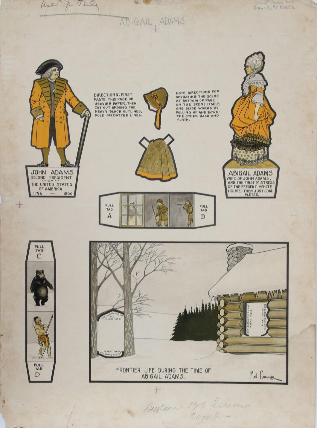 Colonial Series No. 2, Paper Doll Illustration for McCall's Watercolor | Mel Cummin,{{product.type}}
