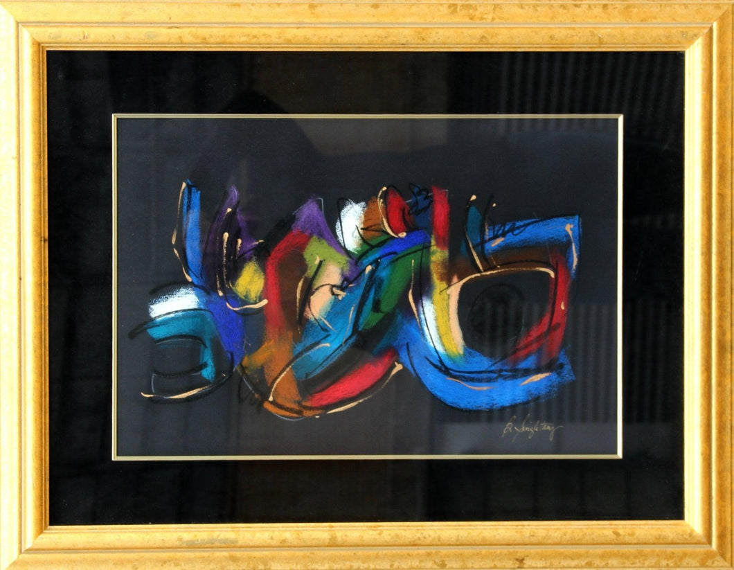 Colorful Abstract on Black Pastel | Brenda Singletary,{{product.type}}