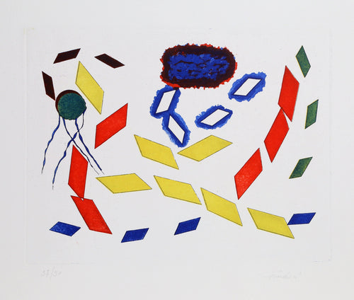 Colorful Rhombi on White Lithograph | Guardner,{{product.type}}