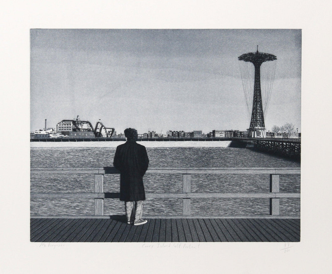 Coney Island - Self-Portrait Etching | Max Ferguson,{{product.type}}