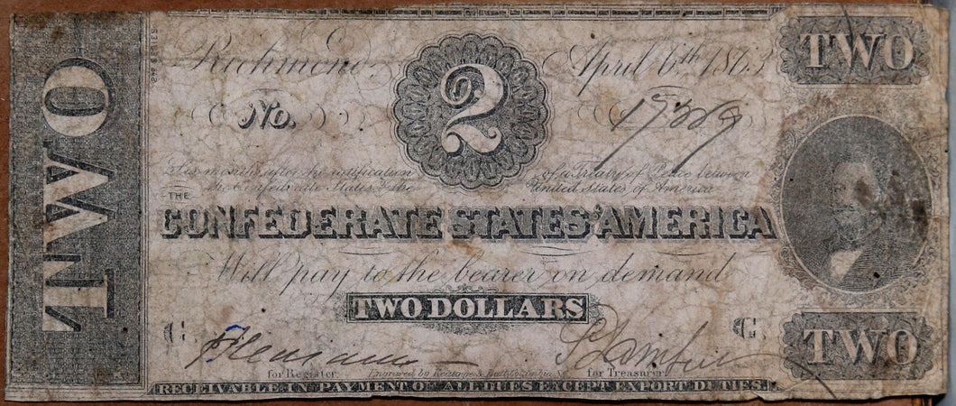 Confederate Two Dollar Bill Currency | Unknown Artist,{{product.type}}