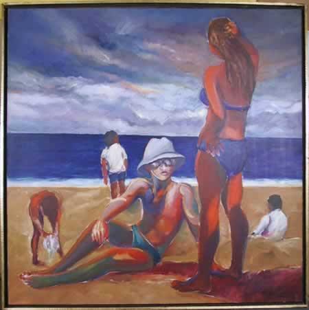 Copacabana Beach on a Cloudy Day Acrylic | Benjamin Silva,{{product.type}}