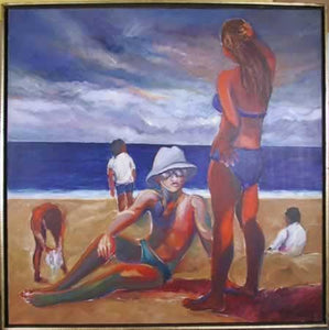 Copacabana Beach on a Cloudy Day Acrylic | Benjamin Silva,{{product.type}}