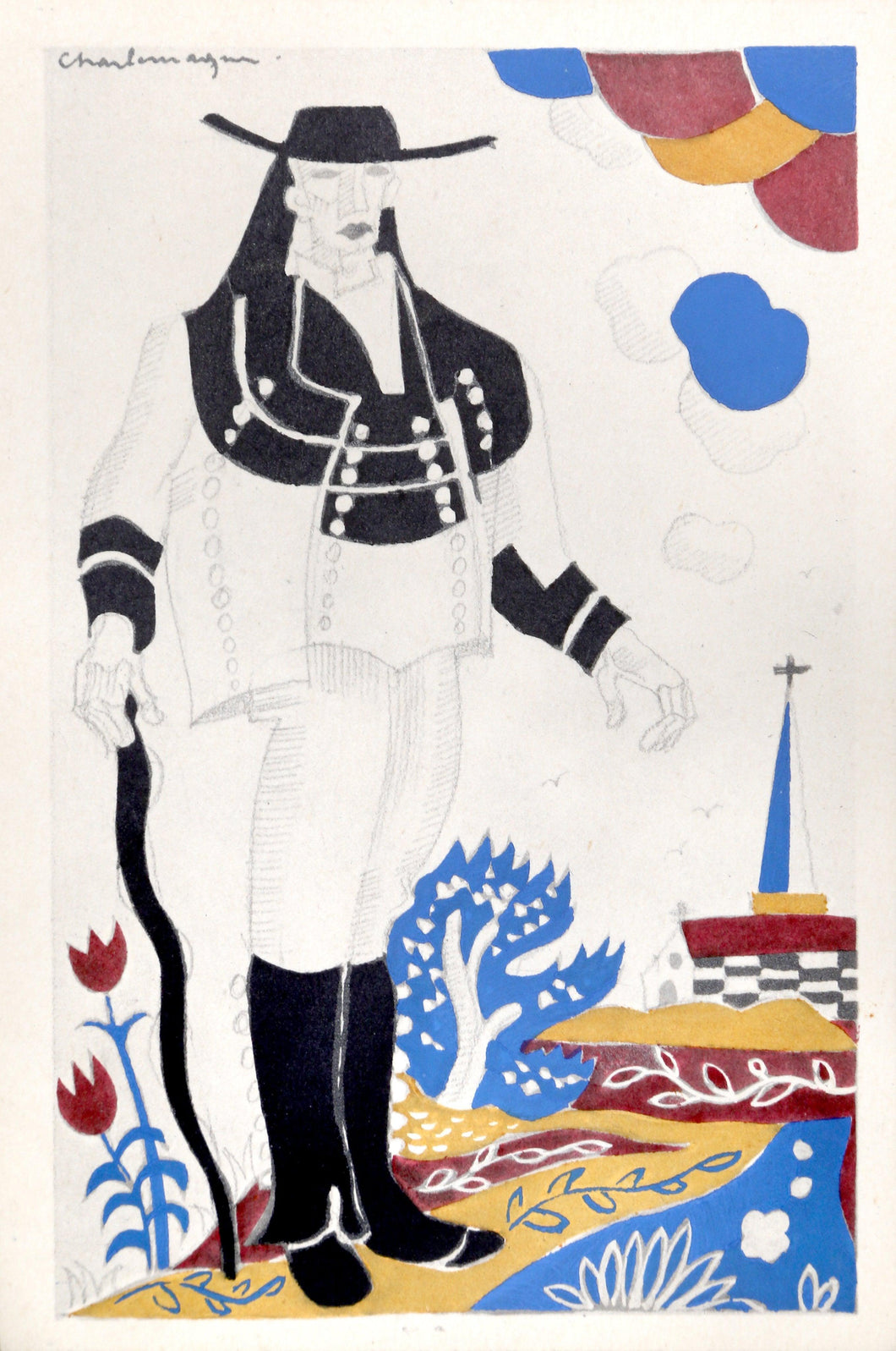 Costume de Guemene (Morbihan) from Costumes Bretons par Charlemagne Ephemera | Unknown Artist,{{product.type}}