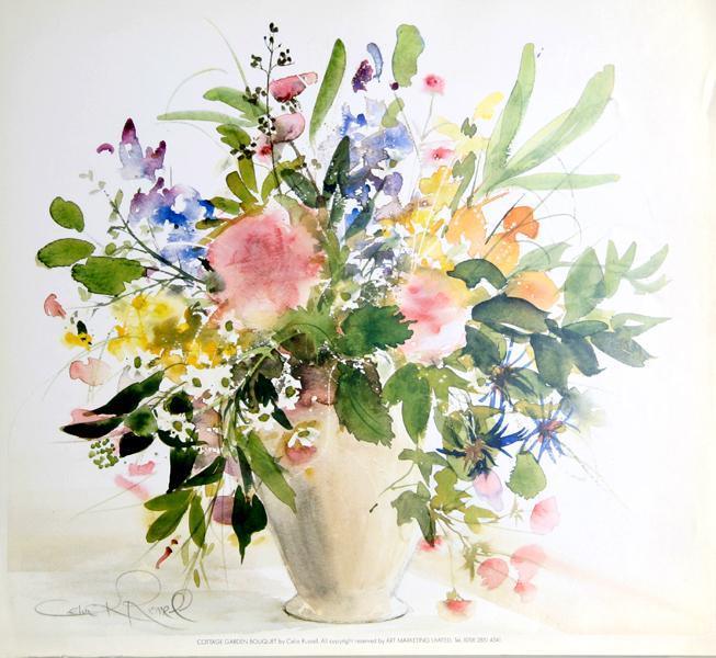 Cottage Garden Bouquet Poster | Celia Russell,{{product.type}}