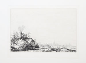 Cottages Beside a Canal, B228 Etching | Rembrandt,{{product.type}}