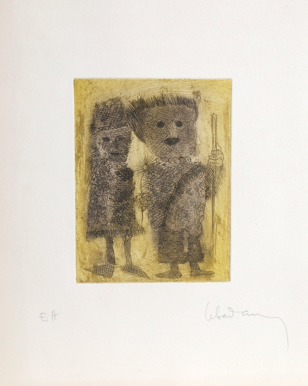 Couple Greeting with Flower (Yellow) Etching | Lebadang (aka Hoi),{{product.type}}