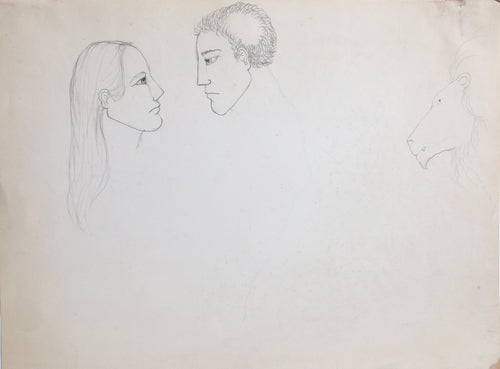 Couple with Lion Study Pencil | Jon Robyn,{{product.type}}