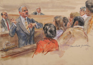 Courtroom 36, Lawyer Speaking Watercolor | Marshall Goodman,{{product.type}}