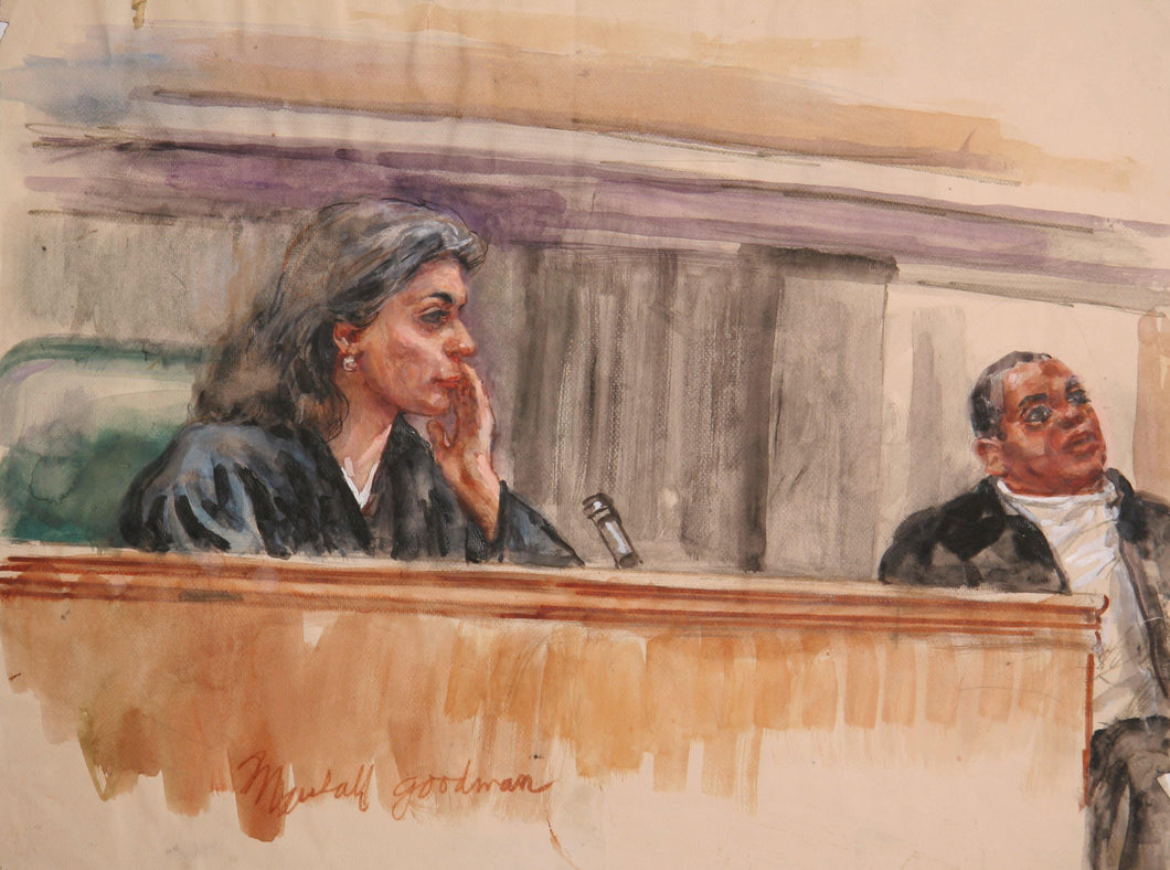 Courtroom 44, Patiently Listening Judge Watercolor | Marshall Goodman,{{product.type}}