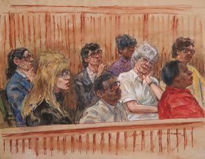 Courtroom 46, Pensive Jury Watercolor | Marshall Goodman,{{product.type}}