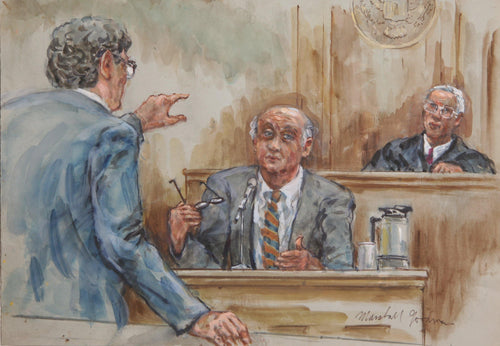 Courtroom 47, Hearing Testimony Watercolor | Marshall Goodman,{{product.type}}