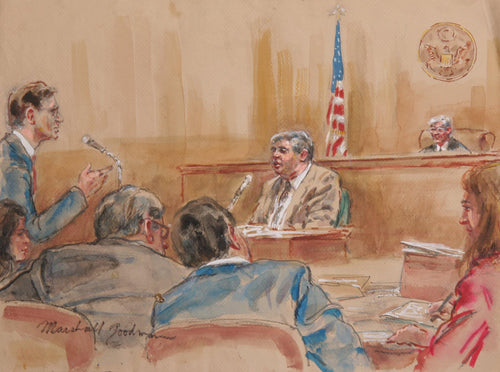 Courtroom 51, Hearing Testimony Watercolor | Marshall Goodman,{{product.type}}