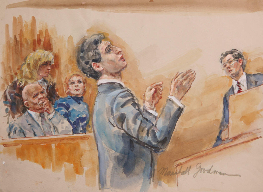Courtroom 53, Lawyer Speaking Watercolor | Marshall Goodman,{{product.type}}