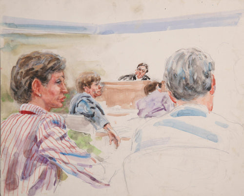 Courtroom 58, Members in the Gallery Watercolor | Marshall Goodman,{{product.type}}