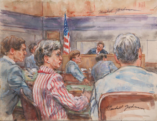 Courtroom 59, Members of the Gallery II Watercolor | Marshall Goodman,{{product.type}}