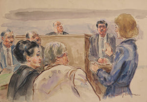 Courtroom Scene, 35 Watercolor | Marshall Goodman,{{product.type}}
