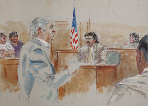 Courtroom Scene 42 Watercolor | Marshall Goodman,{{product.type}}