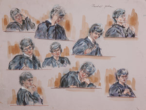 Courtroom Scene, Study of a Judge Watercolor | Marshall Goodman,{{product.type}}